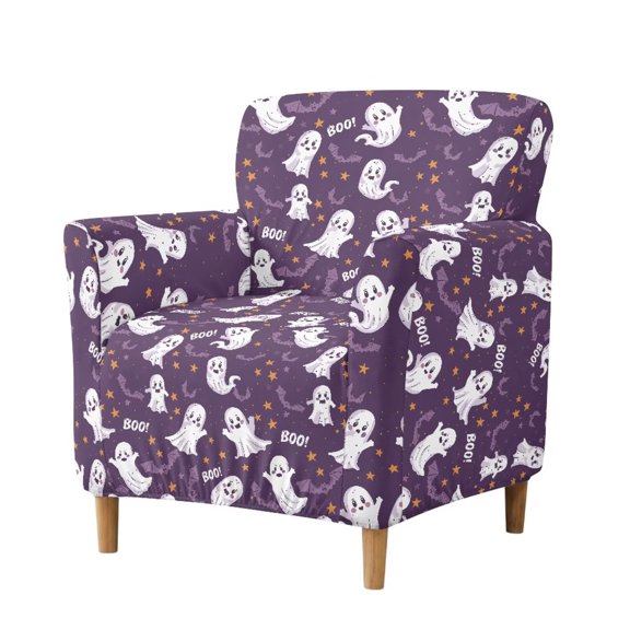 TSOVTHRID Ghost Bat Star Boo Print Armchair Slipcover, Polyester Soft Banquet Armchair Slipcovers for Family Kids, Durable Banquet Sofa Covers with Arms for Lounge Room Halloween Decor