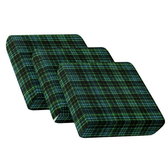 TSOVTHRID Green Black Plaid Print Couch Cushion Cover Anti-Slip Stretch Cushion Protector Slipcovers Individual Sofa Seat Protector Covers for Couch Armchair Loveseat, 24x24 Inch