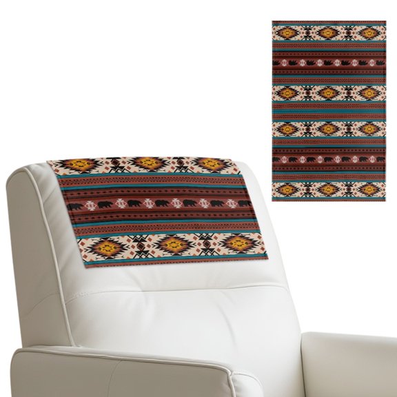 TSOVTHRID Headrest Protectors for Recliners Aztec Tribal Stripe Bear Print Sofa Headrest Covers Non Slip Couch Headrest Cover for Furniture,Living Room,Office Chair 17x27 in, 1 Piece