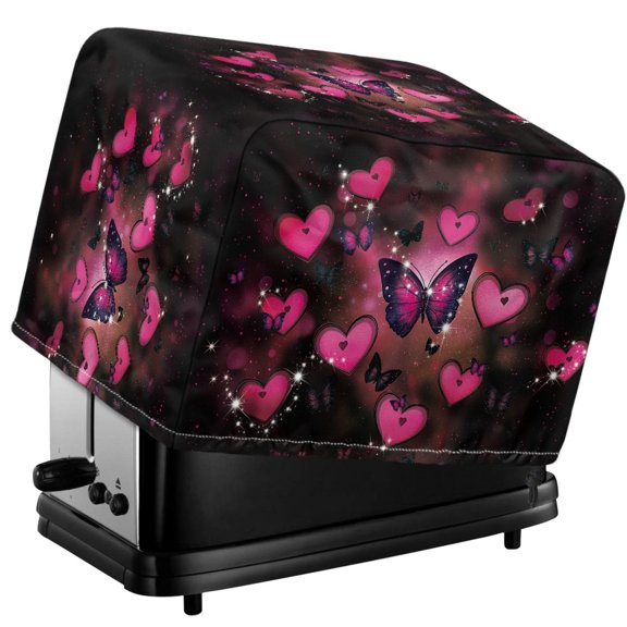 TSOVTHRID Heart Butterfly Spot Print Toaster Dust Cover for 2 Slice Fingerprint Protector for Bread Maker Oven, Washable Kitchen Small Appliance Covers