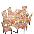 thumbnail image 1 of TSOVTHRID Hippie Daisy Floral Print 7 Pcs Tablecloth Chair Covers Set, Rectangle Table Cloth Washable Chair Seat Protector with Elastic Bottom for Kitchen Banquet Party Decor, 1 of 6