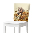 thumbnail image 1 of TSOVTHRID Horse Sunflower Butterfly Print Decorative Chair Back Cover for Dining Room Kitchen Party Ceremony Chair Back Protector Cover Stretch Chairs Protector Slipcovers, Set of 4, 1 of 7