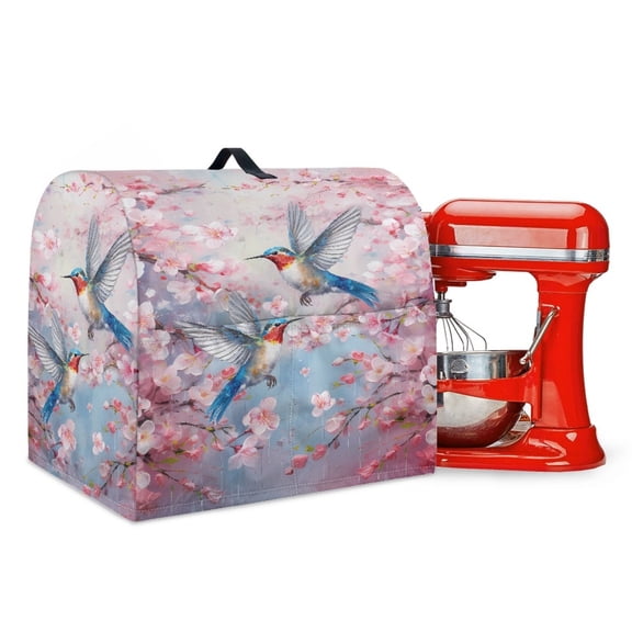 TSOVTHRID Hummingbird Cherry Blossom Print Kitchen Mixer Cover Small Appliance Covers Stain Resistant Dust Cover Kitchen Aid Mixer Assecories with Pocket for Various Kitchen Appliance Accessories,S