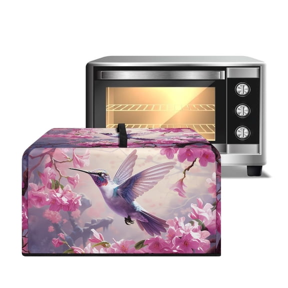 TSOVTHRID Hummingbird Cherry Blossom Print Microwave Oven Cover Toaster Oven Dustproof Cover Large Size Kitchen Appliance Protector with Storage Bag Machine Washable, 18.25"W x 14.5"D x 11"H, S