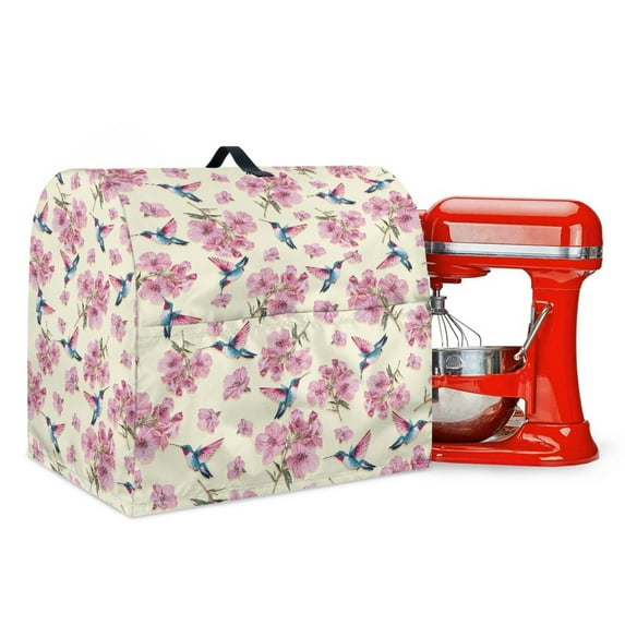 TSOVTHRID Hummingbird Cherry Blossom Print Mixer Cover Foldable Waterproof Stand Mixer Dust Cover Compatible with 6-8 Quart Stand Mixer Portable Dustproof Small Appliance Covers,L
