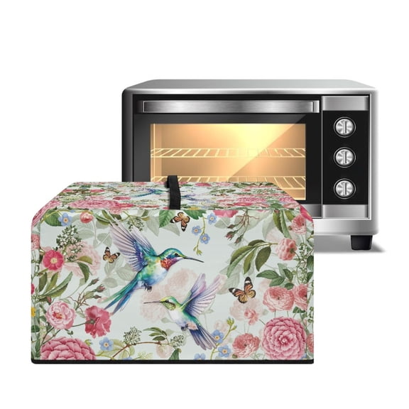 TSOVTHRID Hummingbird Flower Butterfly Print Dust-Proof Microwave Oven Grill Cover Protector Dust Cover with Handle Case Protections for Microwave Oven, 20.9"W x 15.7"D x 12.4"H, L