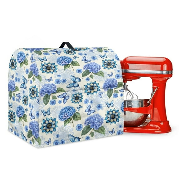 TSOVTHRID Hydrangea Butterfly Pattern Kitchen Mixer Cover Boho Mandala Print Cover for 4.5-5 Quart Stand Mixer Kitchen Appliance Dust Cover with Storage Pockets Kitchen Accessories Decoration,S
