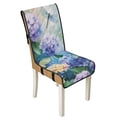 thumbnail image 1 of TSOVTHRID Hydrangea Floral Dragonfly Print Quilted Dining Chair Slipcovers, Stretchy Removable Chair Covers with Detachable Strap, Universal Fit Non-Slip Seat Cushion Covers, Set of 4, 1 of 7