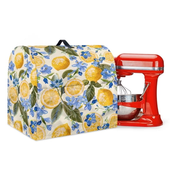 TSOVTHRID Lemon Flower Pattern Stand Mixer Covers Kitchen Aid Mixer Cover for 6-8 Quart Stand Mixer Dust Cover with Pockets and Handle Kitchen Accessories Mixer Covers,L