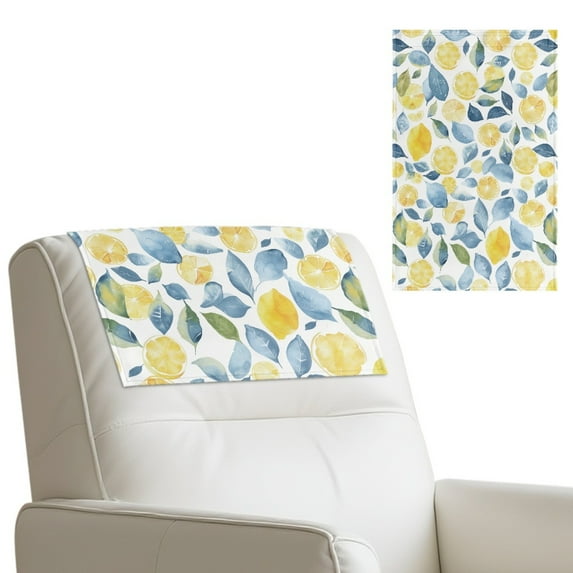TSOVTHRID Lemon Leaf Watercolor Print Recliner Headrest Cover Non Slip Protective Couch Chair Head Protector for Sofa Stain Resistant Head Rest Cover for Recliner 17x27 in, 3 Pieces