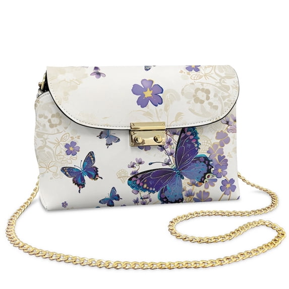 TSOVTHRID Lily Floral Green Pink Print Crossbody Bags for Women Leather Women Crossbody Purse with Detachable Chain Fits Large Phone Going-out Shoulder Handbags for Work