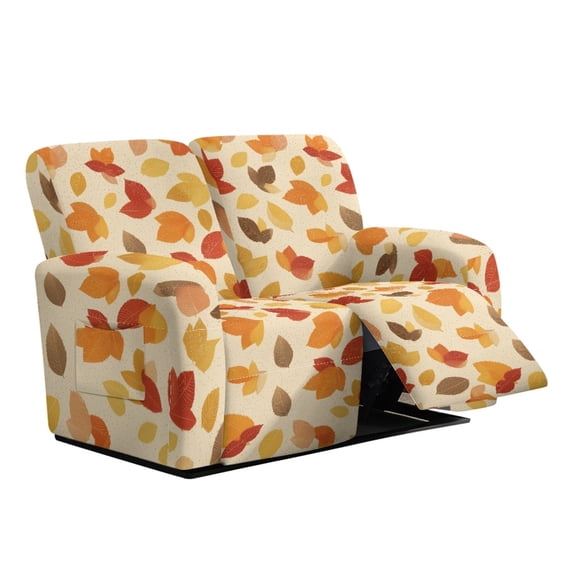 TSOVTHRID Maple Leaf Print Loveseat Covers 6-Piece Stretch Reclicer Love Seat Covers with Pockets Loveseat Couch Cover Furniture Protector for 2 Seat Couch Sofa