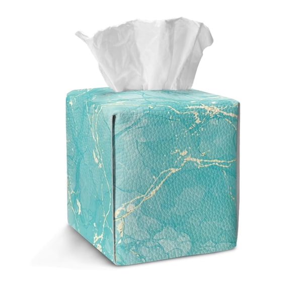 TSOVTHRID Marble Pattern Tissue Box Cover Holder, Warterproof Facial Paper Organizer Dispenser Foldable Facial Paper Organizer Dispenser Cover for Bathroom, Vanity Countertop, Tabletop, Car