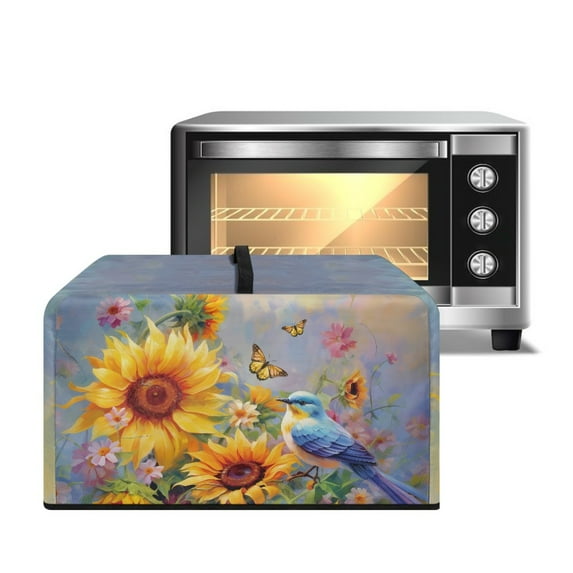 TSOVTHRID Microwave Oven Cover, Dustproof Air Fryer Toaster Protector Electrical Appliance Cover for Kitchen Countertop, Sunflower Hummingbird Butterfly Print, 20.9"W x 15.7"D x 12.4"H, L