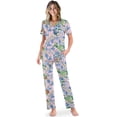 thumbnail image 1 of TSOVTHRID Morning Glory Butterfly Print Women's Pajama Sets Short Sleeve Pajama with Long Pants Soft Button Down Sleepwear, XL, 1 of 7