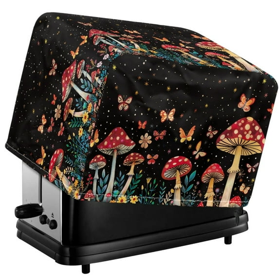TSOVTHRID Mushroom Butterfly Print Toaster Dust Cover 4 Slice, Dustproof Microwave Toaster Oven Grill Protector Stain Resistant Kitchen Small Appliance Cover with Top Handle
