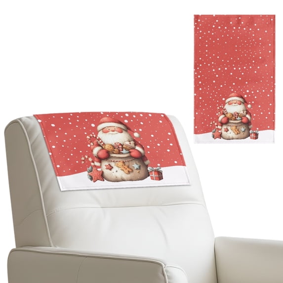 TSOVTHRID Non Slip Headrest Cover for Recliner Chair, Santa Claus Gift Candy Print Lazy Boy Recliner Headrest Cover, Sofa Head Protector for Office Chair Christmas Decor, 17x27 in, 1 Piece