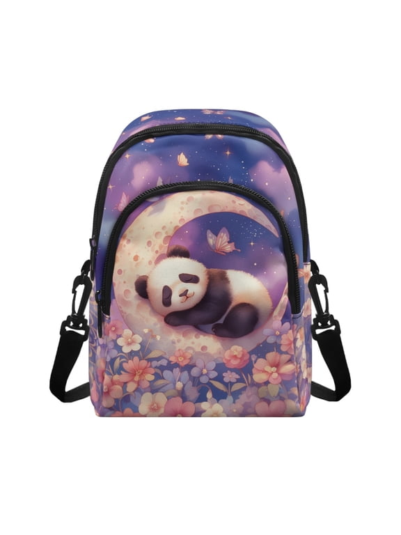 Panda Moon Floral Butterfly Print Cell Phone Crossbody Bags for Women Trendy Crossbody Purse Wallet Small Shoulder Bag Handbags Purses with Card Slots