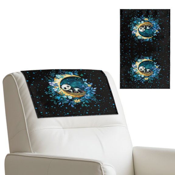 TSOVTHRID Panda Moon Floral Star Print Headrest Covers for Recliners Waterproof Chair Headrest Protector Sofa Head Furniture Protector for Home Office Decoration 17x27 in, 1 Piece
