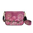 thumbnail image 1 of TSOVTHRID Pink Crossbody Bags for Women PU Leather Crossbody Handbags Purses Crossover Shoulder Bag with Wide Strap, Boho Mandala Floral Rose Print, 1 of 7