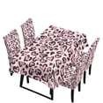 thumbnail image 1 of TSOVTHRID Pink Heart Leopard Print Dining Chair Seat Covers Set of 5 PCS Includes Dining Chair Covers with Tablecloths, Washable Table Cloth Scratch-Resistant Seat Protector for Party Decoration, 1 of 7