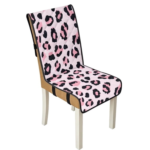 TSOVTHRID Pink Leopard Print Quilted Dining Chair Seat Covers Stretchable Anti-Slip Soft Chair Cushion Cover Removable Universal Seat Slipcovers with Elastic Band, Set of 4