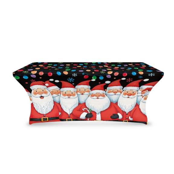 TSOVTHRID Polyester Table Cloth Tight Fitted Tablecloths Washable Stretch 6 ft Rectangular Table Cover for Event, Wedding, Banquet, Parties Christmas Decor, Santa Claus Christmas Light Print