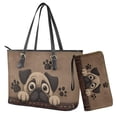 thumbnail image 1 of TSOVTHRID Pug Dog Paw Print Tote Bag for Women Work, Women's Top Handle Shoulder Bags Brown Leather Purses Satchel Handbags Set with Matching Wallet for Working, 1 of 7