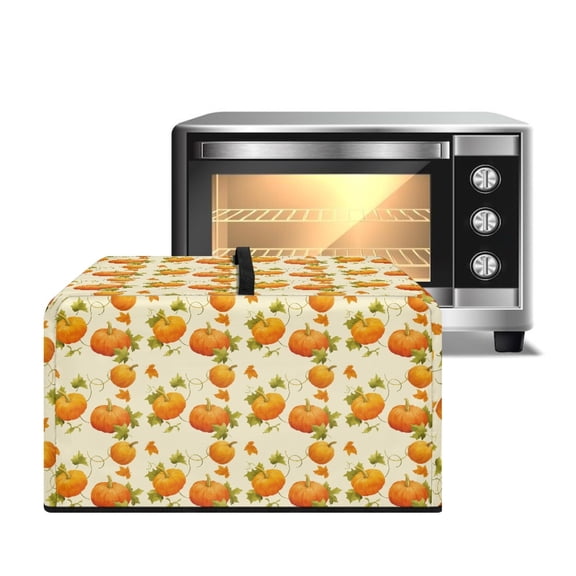 TSOVTHRID Pumpkin Maple Leaf Print Microwave Oven Grill Cover Protector Oil-Proof Microwave Oven Dust Cover with Handle Case Protections for Toaster Oven Fall Decor, 18.25"W x 14.5"D x 11"H, S