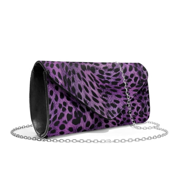 TSOVTHRID Purple Leopard Print Women's Clutch Purses Ladies Party Handbag Evening Bag Elegant Envelope Bag for Formal Wedding Party Cocktail Prom with Chain Strap