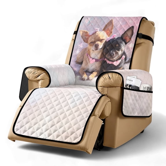 TSOVTHRID Recliner Covers with Chihuahua Dog Love Heart Print Non Slip Lazy Boy Recliner Cover Dog Couch Reclining Covers Stretch Recliner Sofa Slipcover Furniture Protector for Valentine's Day Decor