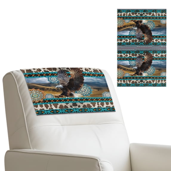 TSOVTHRID Recliner Headrest Protector Aztec Tribal Cow Print Couch Head Rest Covers Boho Mandala Eagle Non Slip Sofa Headrest Covers for Furniture Home Decoration 17x27 in, 2 Pieces