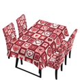 thumbnail image 1 of TSOVTHRID Red Heart Plaid Print 5 PCS Tablecloth and Chair Covers Set, Rectangle Table Cover with Stretchable Chair Seat Slipcovers for Home Kitchen, Banquet, Party Valentine's Day Decor, 1 of 7