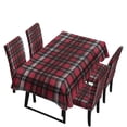 thumbnail image 1 of TSOVTHRID Red Plaid Print 5 Pcs Tablecloth and Chair Covers Set Stretch Washable Table Cover and Seat Protector Slipcovers for Dining Room Kitchen Party (Rectangle, 82 x 55 Inch), 1 of 7