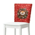 thumbnail image 1 of TSOVTHRID Reindeer Christmas Wreath Print Chair Back Covers for Dining Room Decor Stretch Polyester Kitchen Chairs Back Slipcovers Washable Chair Cover for Restaurant Hotel Christmas Decor, Set of 6, 1 of 7