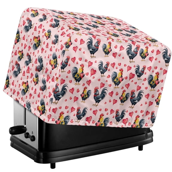 TSOVTHRID Rooster Chicken Heart Print Toaster Covers for 2 Slice, Stain Resistant Kitchen Appliances Dust Protector Decorative Kitchen Cover