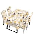 thumbnail image 1 of TSOVTHRID Rooster Chicken Rose Print Table Cloth with Dining Chair Slipcovers Set Rectangle Tablecloth Stretchable Anti-Dust Chair Protector Cover Kitchen Decor, 5 Pcs, 1 of 7