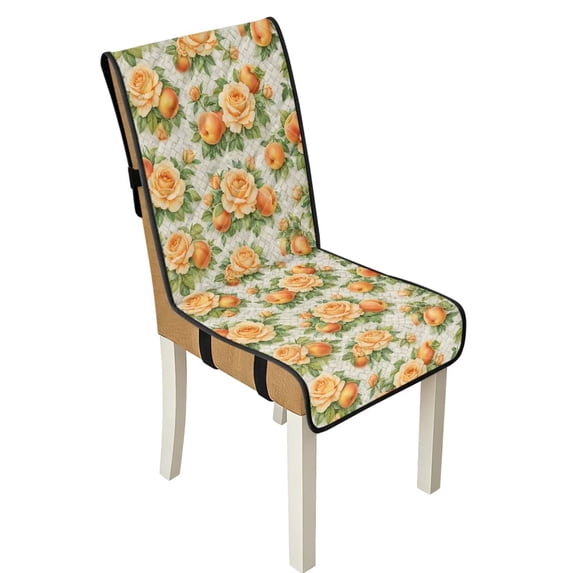 TSOVTHRID Rose Flower Fruit Print Dining Chair Slipcovers Stretch Removable Upholstered Quilted Seat Cushion Covers with Elastic Band for Kitchen Dining Room, Set of 1