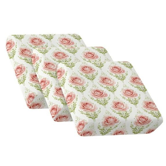 TSOVTHRID Rose Flower Leaf Print Couch Cushion Covers, Stretch Sofa Couch Seat Slipcover for Dogs Washable Non-Slip Cushion Covers with Elastic Straps, Easy Install
