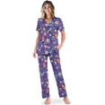 thumbnail image 1 of TSOVTHRID Rose Flower Leaves Print Pajama Set for Women Short Sleeve Soft Nightwear with Long Pants Women Loungewear Pjs Sets, 2XL, 1 of 7