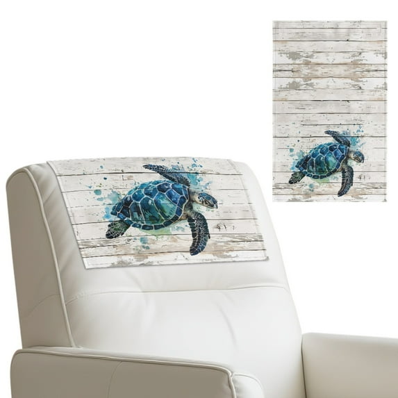 TSOVTHRID Sea Turtle Wood Grain Print Non Slip Recliner Headrest Protector Washable PU Leather Sofa Headrest Covers Paint Splatter Print Head Rest Cover for Sofa,Office Chair, 17x27 in, 1 PCS