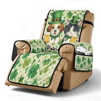 TSOVTHRID Shamrock Dog Cat Recliner Sofa Cover Washable Recliner Slipcover Green Hat Print Non-Slip 1 Seat Couch Furniture Protector Covers with Pockets for St. Patrick's Day Decoration