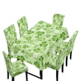 thumbnail image 1 of TSOVTHRID Shamrock Music Note Print Tablecloth Stretch Dining Chair Slipcovers Anti-Dust Chair Covers Washable Rectangle Table Cloth Soft Furniture Protector Cover for St. Patrick's Day Decor, 7 Pcs, 1 of 6
