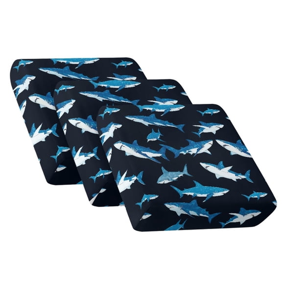 TSOVTHRID Shark Black Print Stretch Couch Cover Non Slip Sofa Cushion Covers Couch Cushion Slipcovers with Elastic Bottom Sofa Furniture Protector for Chair Loveseat, 24x24 Inch
