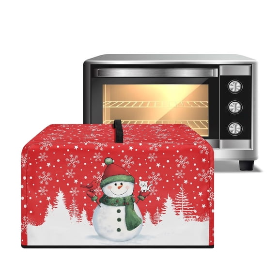 TSOVTHRID Snowman Tree Snowflake Red Print Microwave Oven Dust Cover Dust-Proof Microwave Oven Cloth Cover Kitchen Appliance Protector for Microwave Ovens Christmas Decor, 20.9"W x 15.7"D x 12.4"H, L