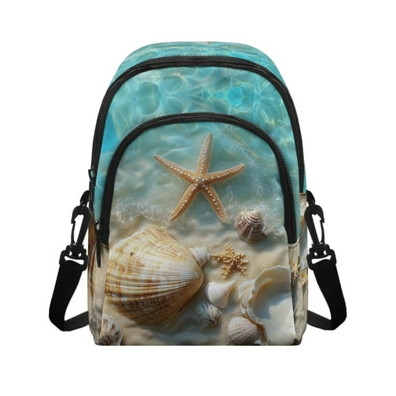 TSOVTHRID Starfish Seashell Beach Print Cell Phone Crossbody Bag for Women Lightweight Small Crossbody Bag Cell Phone Purse Wallet with Adjustable Strap