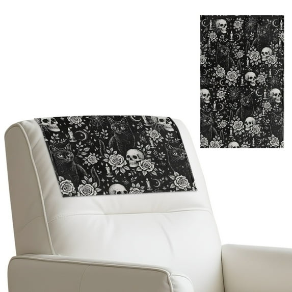 TSOVTHRID Sun Moon Black Print Recliner Headrest Cover Easy Care PU Leather, Wear Resistant & Stain Resistant Couch Chair Head Protector for Sofa 17x27 in, 1 Piece