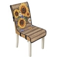 thumbnail image 1 of TSOVTHRID Sunflower Daisy Butterfly Print Dining Room Chair Cushion Covers, Stretchy Chair Slipcovers Universal Removable Washable Wood Grain Print Chair Seat Covers Protector, Set of 4, 1 of 7
