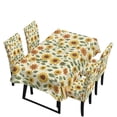 thumbnail image 1 of TSOVTHRID Sunflower Embroidery Print 5 Pieces Tablecloth and Dining Chair Slipcovers Removable Table Cloth Dustproof Chair Cover Furniture Protector for Kitchen Decor, 1 of 7