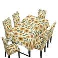 thumbnail image 1 of TSOVTHRID Sunflower Embroidery Print 7 Pieces Tablecloth and Dining Chair Slipcovers Removable Table Cloth Dustproof Chair Cover Furniture Protector for Kitchen Decor, 1 of 6